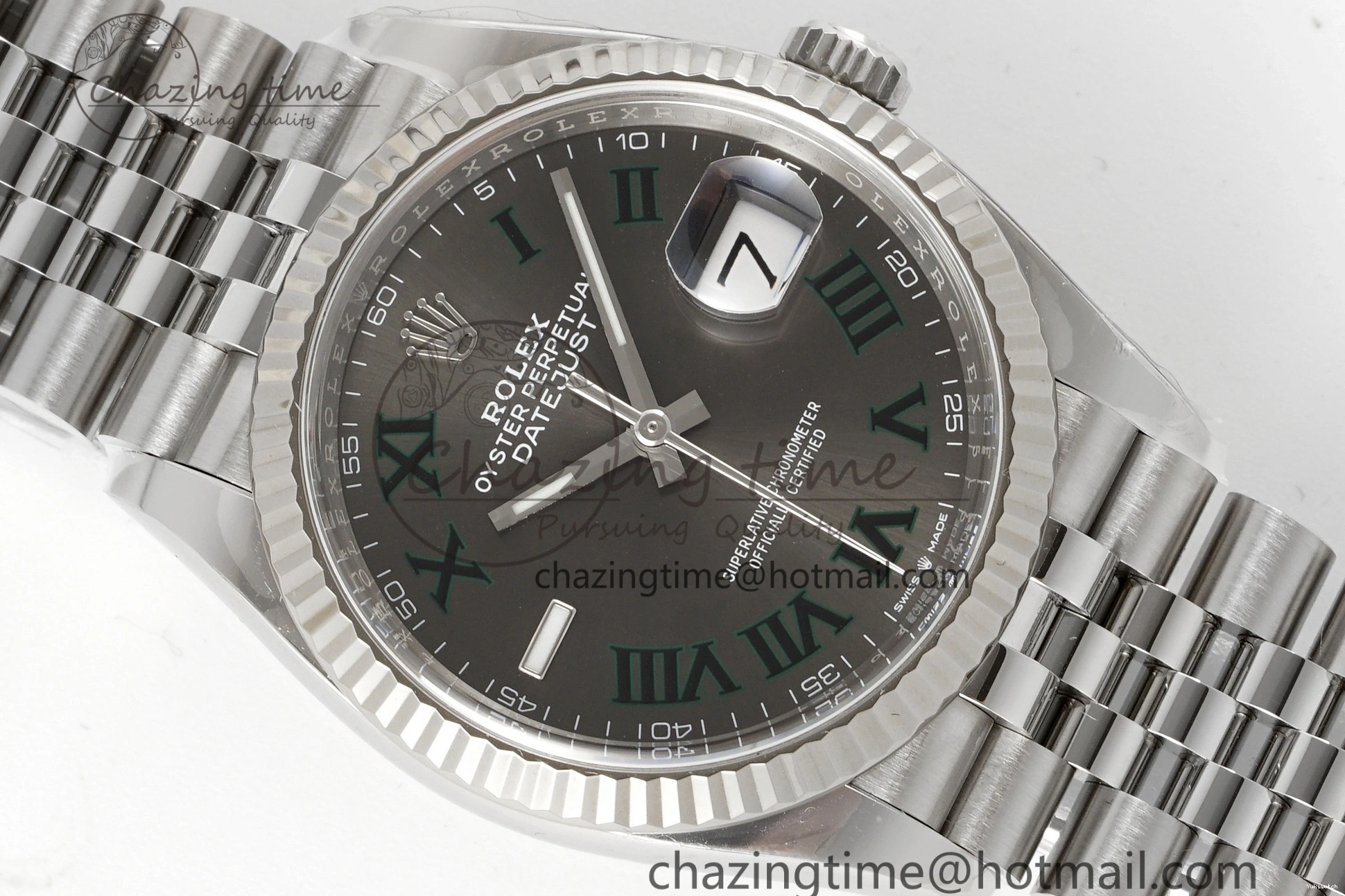 Bracelet Gray Edition 904L Green Roman Best Dial VR3235 Steel 126234 1:1 on DateJust Jubilee 36 Markers Clean 0506